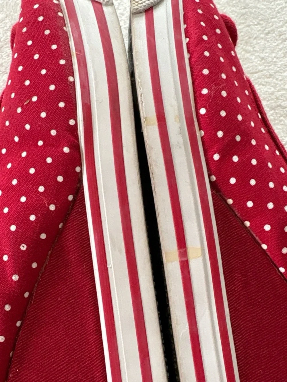 Y2K American Eagle Red White Polka Dot Slingback Wedges Size 8.5